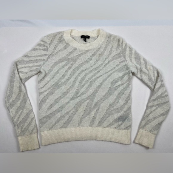 rag & bone Sweaters - Rag & Bone Baby Alpaca Merino Wool Zebra Print Metallic Sweater White Grey XS
